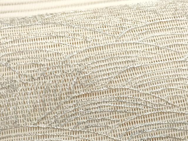 平和屋着物*夏物 八寸名古屋帯 総刺繍 絽綴れ 枝葉文 銀糸 正絹 逸品 CABJ4546fb