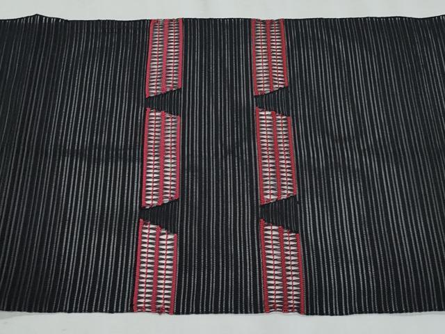 平和屋着物*夏物 八寸名古屋帯 絽綴れ 幾何学文様 黒地 正絹 逸品 CABJ4548fb