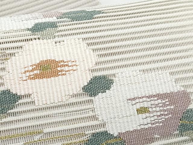 平和屋着物*夏物 八寸名古屋帯 絽綴れ 枝葉文 金糸 正絹 逸品 CABJ4551fb