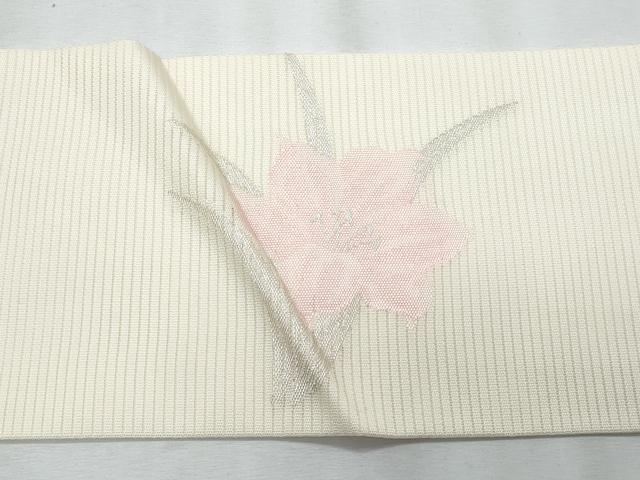 平和屋着物*夏物 九寸名古屋帯 籬枝花文 銀糸 正絹 逸品 CABJ4552fb
