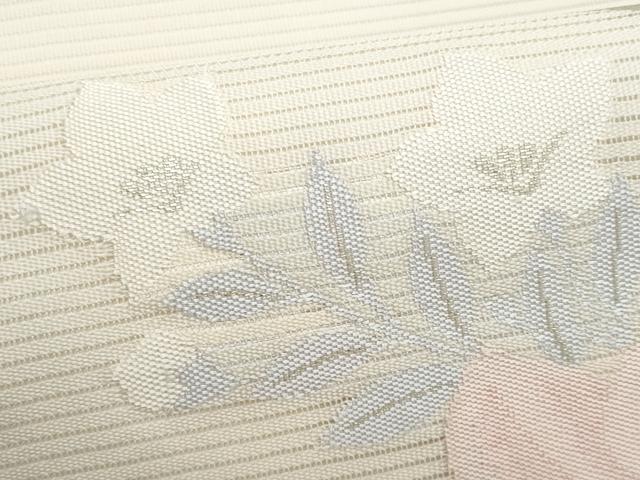 平和屋着物*夏物 九寸名古屋帯 籬枝花文 銀糸 正絹 逸品 CABJ4552fb