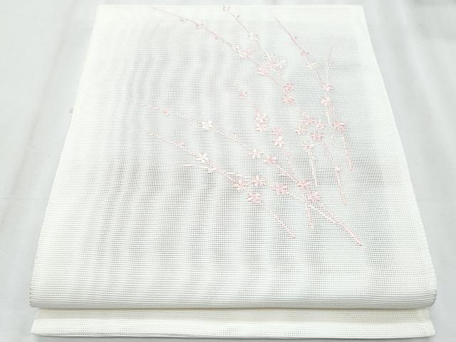 平和屋着物*夏物 八寸名古屋帯 総刺繍 枝花文 CABJ4553fb