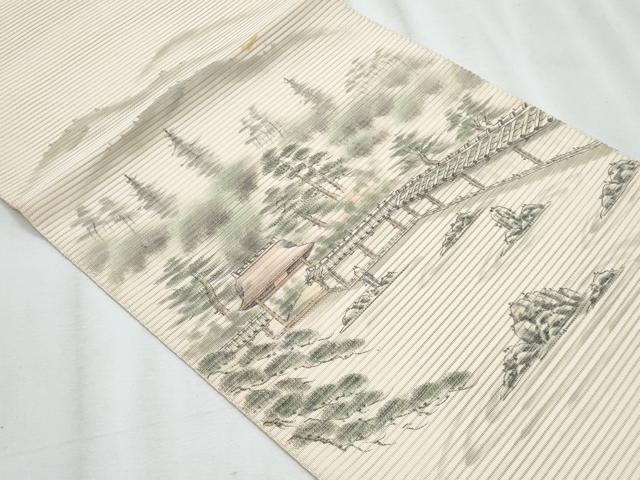 平和屋着物*夏物 八寸名古屋帯 作家物 京の百景 龍安寺石庭 正絹 逸品 CABJ4563fb