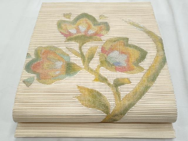 平和屋着物*夏物 八寸名古屋帯 絽綴れ 更紗花文 金銀糸 正絹 逸品 CABJ4571fb