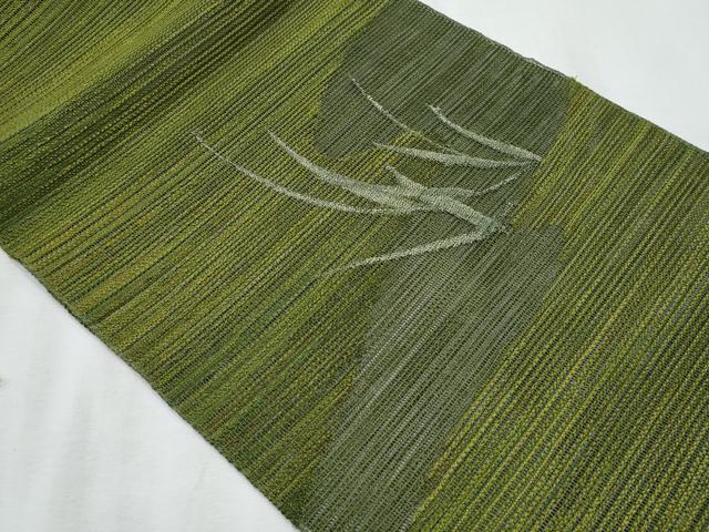 平和屋着物*夏物 八寸名古屋帯 草葉文 銀糸 正絹 逸品 CABJ4590fb