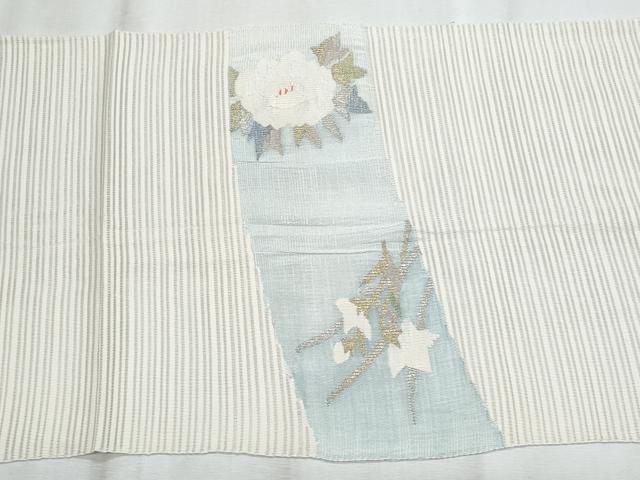 平和屋着物*夏物 八寸名古屋帯 絽綴れ 草花文 金銀糸 正絹 逸品 CABJ4599fb