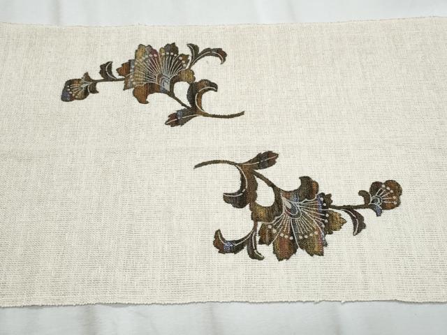平和屋着物*夏物 八寸名古屋帯 更紗花文 正絹 逸品 CABJ4604fb
