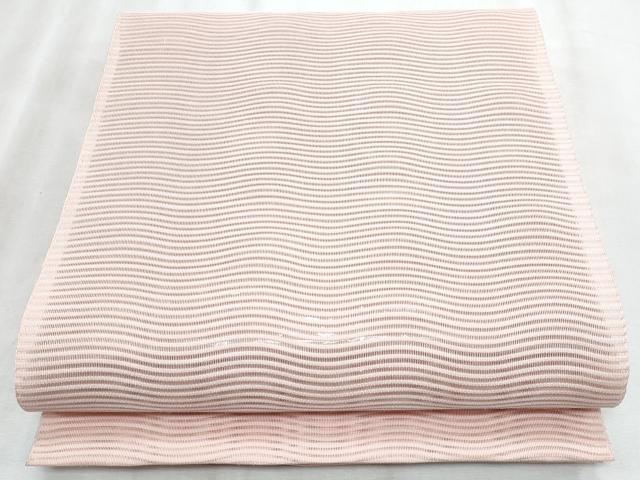 平和屋着物*夏物 八寸名古屋帯 絽綴れ よろけ縞 水柿色 正絹 逸品 CABJ4608fb