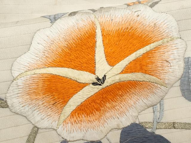 平和屋着物*夏物 アンティーク 大正ロマン 九寸名古屋帯 総刺繍 手刺繍 朝顔 金銀糸 正絹 逸品 CABJ4613fb