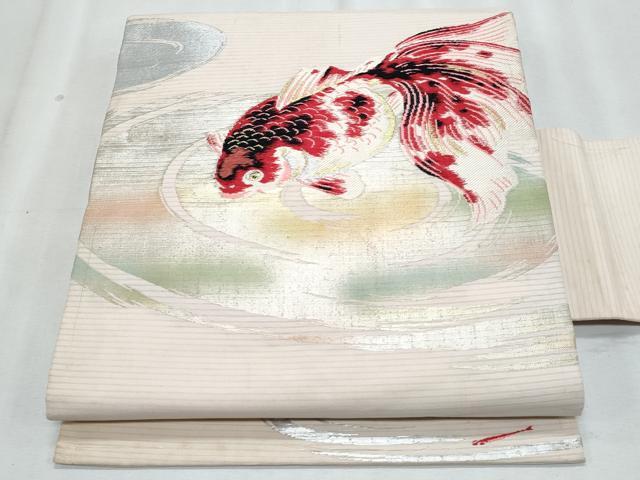 平和屋着物*夏物 アンティーク 大正ロマン 九寸名古屋帯 金魚 金銀糸 正絹 逸品 CABJ4616fb