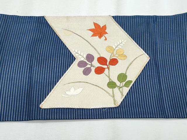 平和屋着物*夏物 九寸名古屋帯 駒刺繍 枝花文 金糸 正絹 逸品 CABJ4630fb