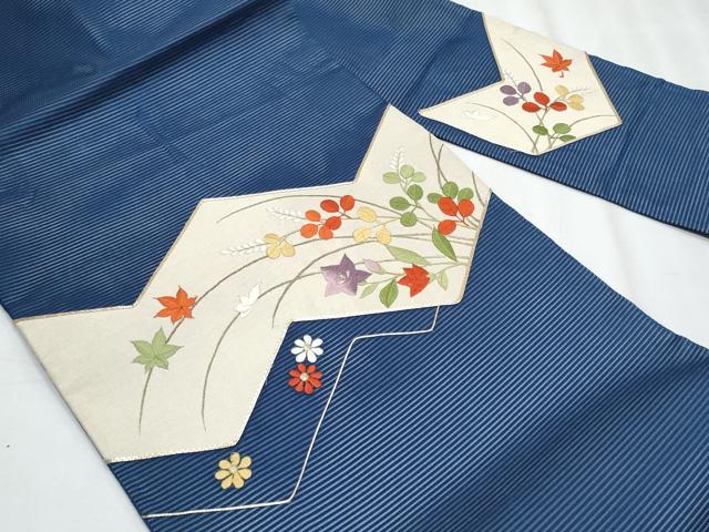 平和屋着物*夏物 九寸名古屋帯 駒刺繍 枝花文 金糸 正絹 逸品 CABJ4630fb