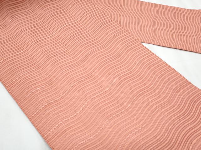 平和屋着物*夏物 八寸名古屋帯 絽綴れ よろけ縞 深支子色 正絹 逸品 CABJ4633fb