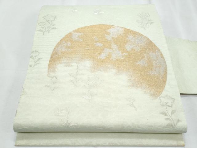 平和屋着物*夏物 九寸名古屋帯 草花文 月 金糸 正絹 逸品 CABJ4641fb