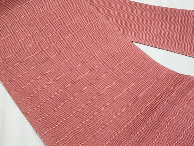 平和屋着物*夏物 八寸名古屋帯 絽綴れ よろけ縞 長春色 正絹 逸品 CABJ4675fb