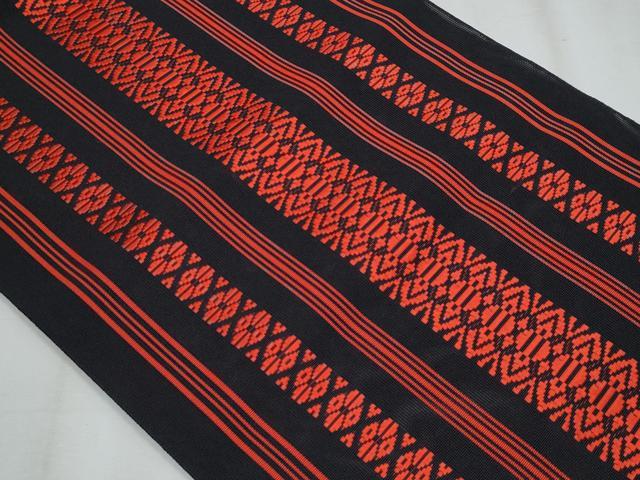 平和屋着物*夏物 本場筑前博多織 八寸名古屋帯 紗献上 黒地 正絹 逸品 CABJ4685fb