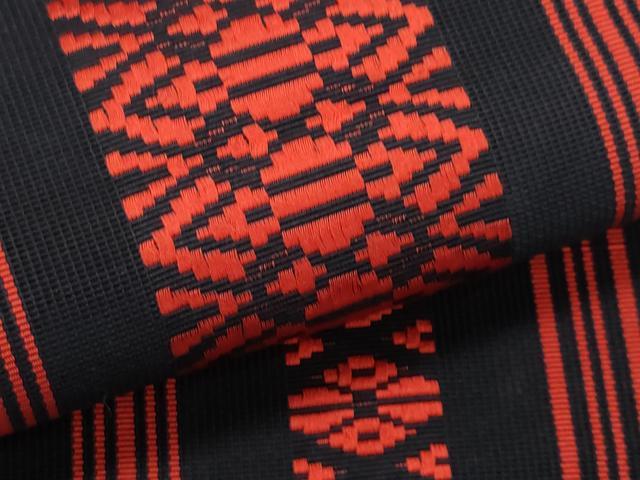平和屋着物*夏物 本場筑前博多織 八寸名古屋帯 紗献上 黒地 正絹 逸品 CABJ4685fb