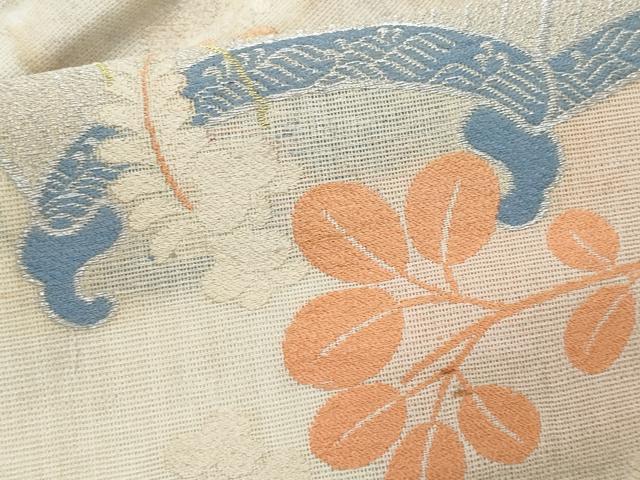 平和屋着物*夏物 アンティーク 大正ロマン 九寸名古屋帯 文箱草花文 金銀糸 正絹 逸品 CABJ4688fb