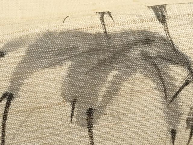 平和屋着物*夏物 九寸名古屋帯 作家物 手描き 枝花文 麻 逸品 CABJ4689fb