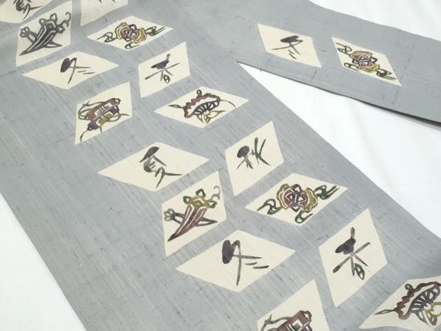 平和屋着物*夏物 絹芭蕉 九寸名古屋帯 型染め 春夏秋冬 正絹 逸品 CABJ4702fb