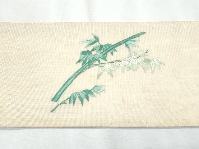 平和屋着物*夏物 九寸名古屋帯 駒刺繍 飛鳥流水笹竹文 金銀糸 正絹 逸品 CABJ4716fb