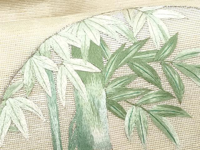 平和屋着物*夏物 九寸名古屋帯 駒刺繍 飛鳥流水笹竹文 金銀糸 正絹 逸品 CABJ4716fb