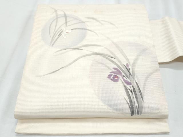 平和屋着物*夏物 九寸名古屋帯 作家物 手描き 草花文 正絹 逸品 CABJ4718fb