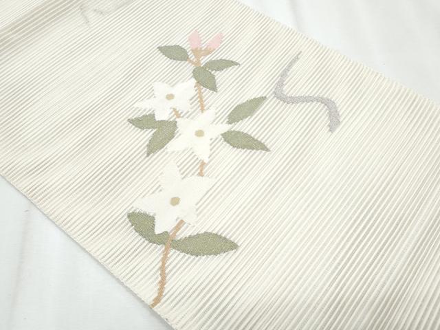 平和屋着物*夏物 八寸名古屋帯 絽綴れ 枝花文 金銀糸 正絹 逸品 CABJ4719fb