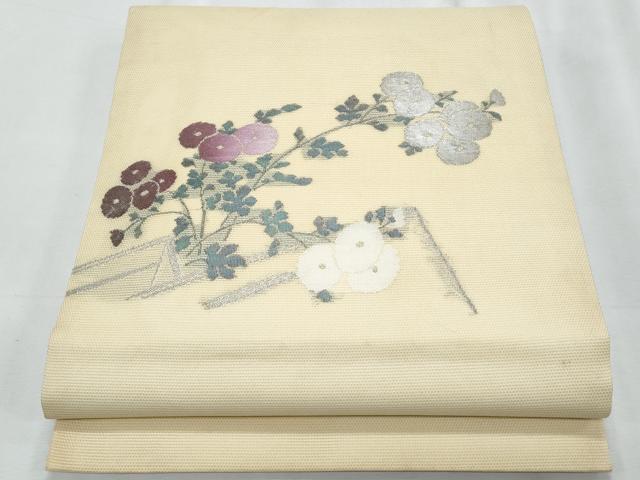 平和屋着物*夏物 九寸開き名古屋帯 万寿菊 金銀糸 正絹 逸品 CABJ4729fb