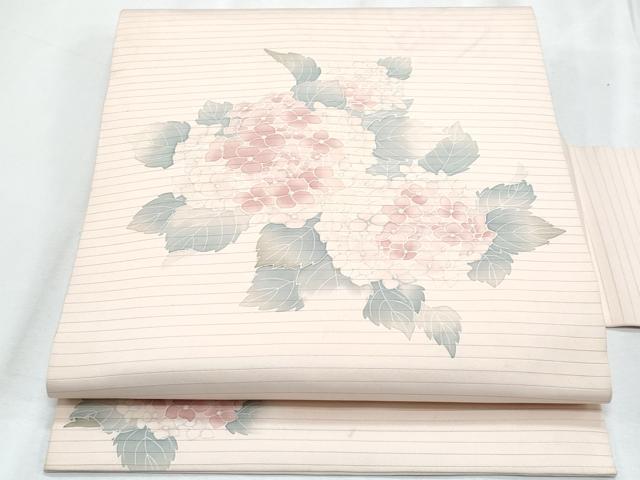 平和屋着物*夏物 絽塩瀬 九寸名古屋帯 紫陽花 銀彩 正絹 逸品 CABJ4732fb