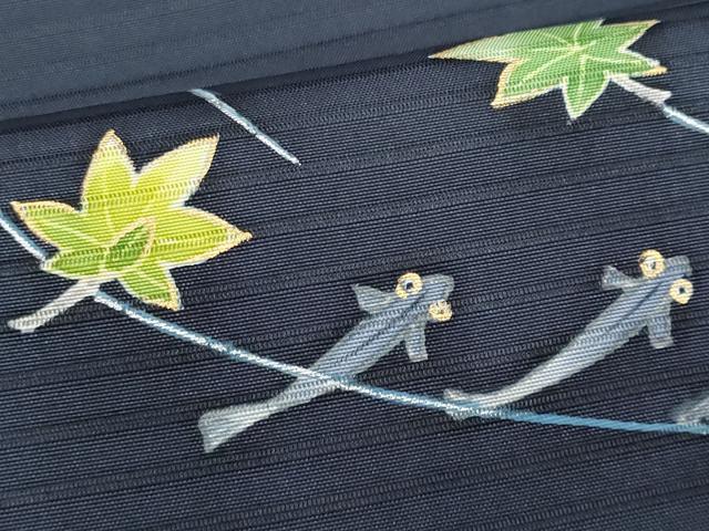 平和屋着物*夏物 絽塩瀬 九寸名古屋帯 魚 金彩 正絹 逸品 CABJ4733fb