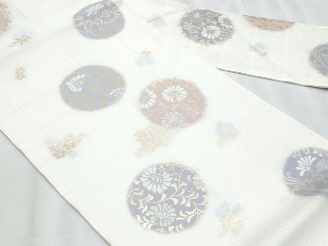 平和屋着物*夏物 九寸名古屋帯 花丸文 金銀糸 正絹 逸品 CABJ4734fb