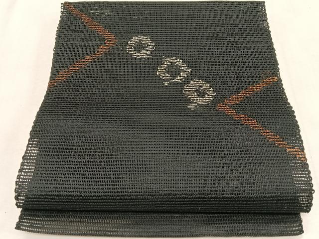 平和屋着物*夏物 八寸名古屋帯 羅 抽象文様 黒地 正絹 逸品 CABJ4739fb