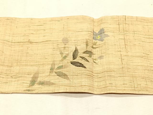 平和屋着物*夏物 染色作家 桐山紫香 手描き 九寸名古屋帯 桔梗 麻 逸品 CABJ4745fb