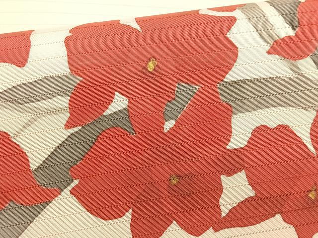 平和屋着物*夏物 絽塩瀬 九寸名古屋帯 手描き 草花文 金彩 正絹 逸品 CABJ4751fb