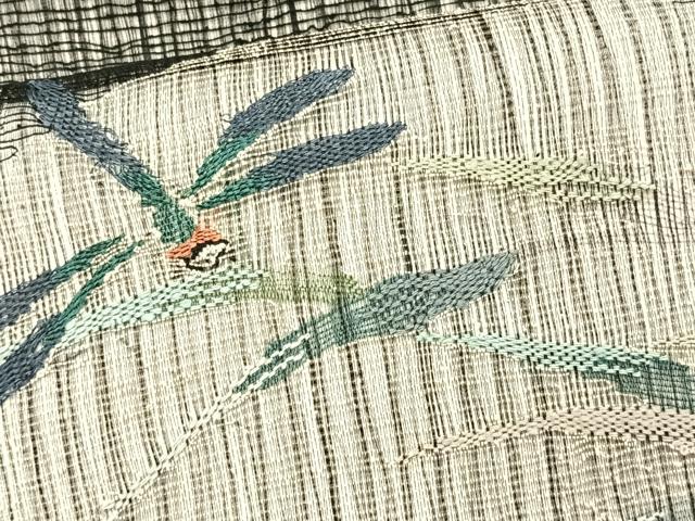 平和屋着物*夏物 九寸名古屋帯 すくい織 トンボ 枝葉文 金銀糸 正絹 逸品 CABJ4753fb