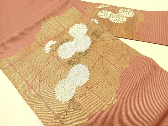 平和屋着物*夏物 九寸名古屋帯 枝菊文 金銀糸 正絹 逸品 CABJ4756fb