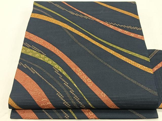 平和屋着物*夏物 全通 九寸名古屋帯 流線文 正絹 逸品 CABJ4757fb