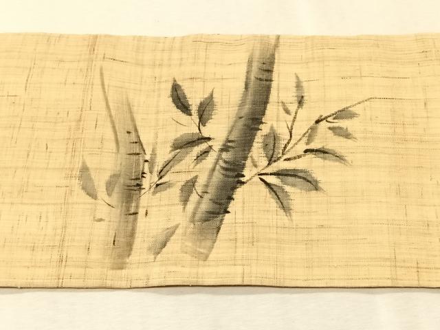 平和屋着物*夏物 九寸名古屋帯 手描き 枝葉竹文 麻 逸品 CABJ4765fb