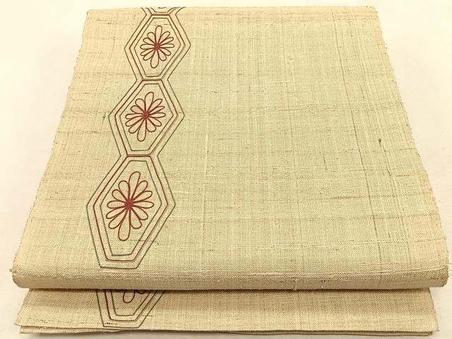 平和屋着物*夏物 八寸名古屋帯 総刺繍 亀甲花文 正絹 逸品 CABJ4766fb