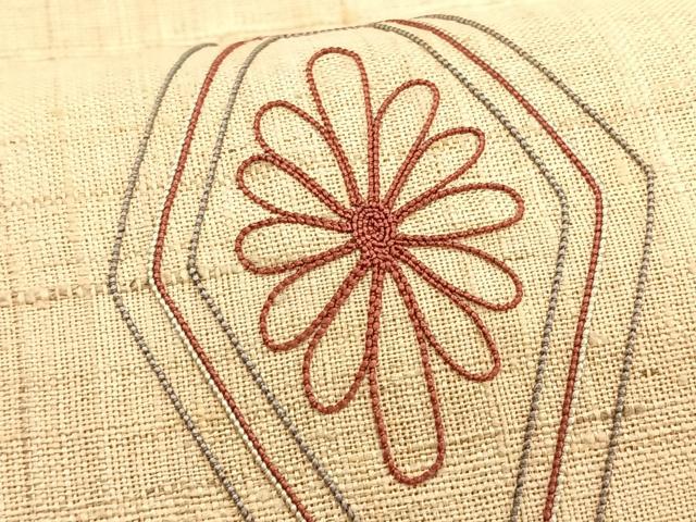 平和屋着物*夏物 八寸名古屋帯 総刺繍 亀甲花文 正絹 逸品 CABJ4766fb