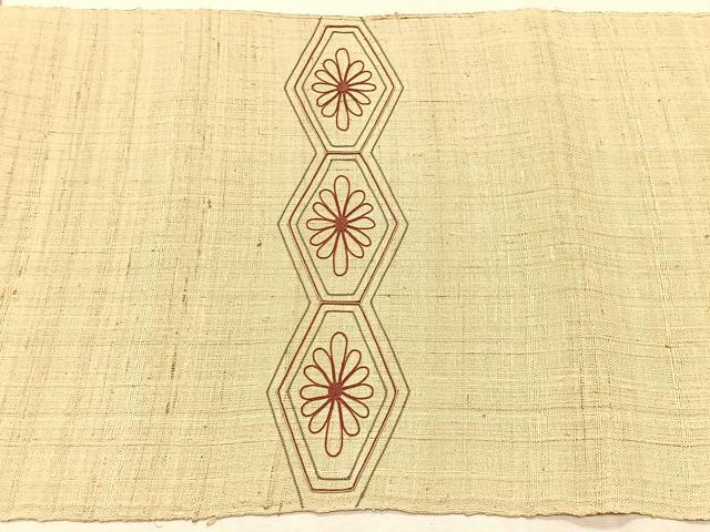 平和屋着物*夏物 八寸名古屋帯 総刺繍 亀甲花文 正絹 逸品 CABJ4766fb