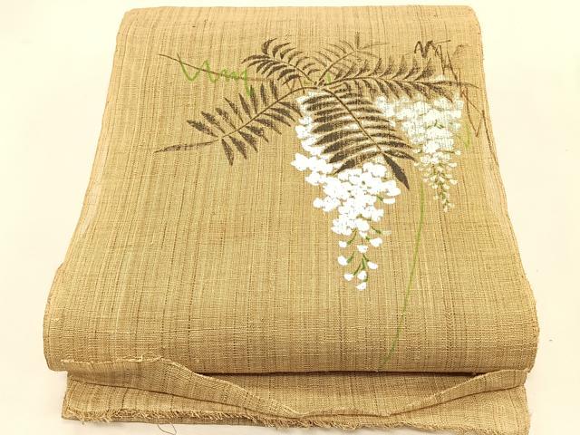 平和屋着物*夏物 八寸名古屋帯 手描き 朝顔 帯反物 麻 逸品 CABJ4767fb