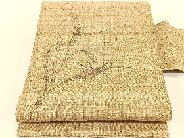 平和屋着物*夏物 九寸名古屋帯 手描き 夏虫 麻 逸品 CABJ4768fb