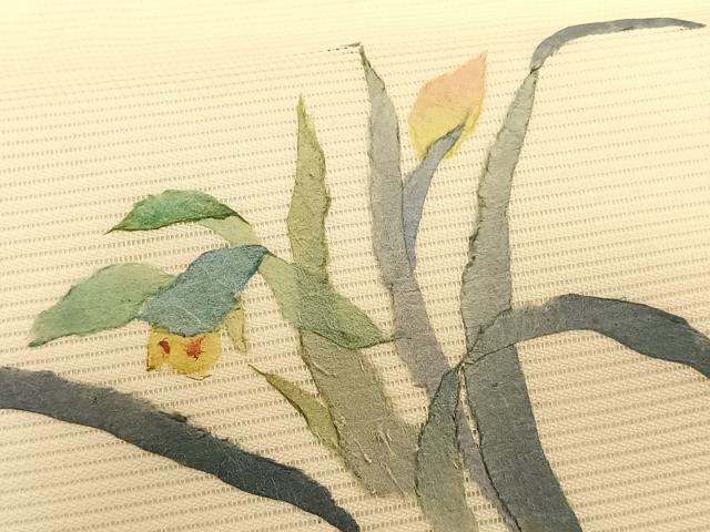 平和屋着物*夏物 九寸名古屋帯 草花文 和紙 正絹 逸品 CABJ4769fb