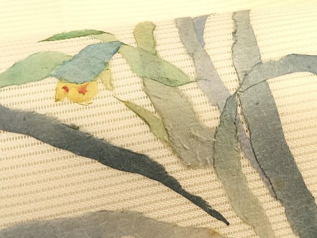 平和屋着物*夏物 九寸名古屋帯 草花文 和紙 正絹 逸品 CABJ4769fb