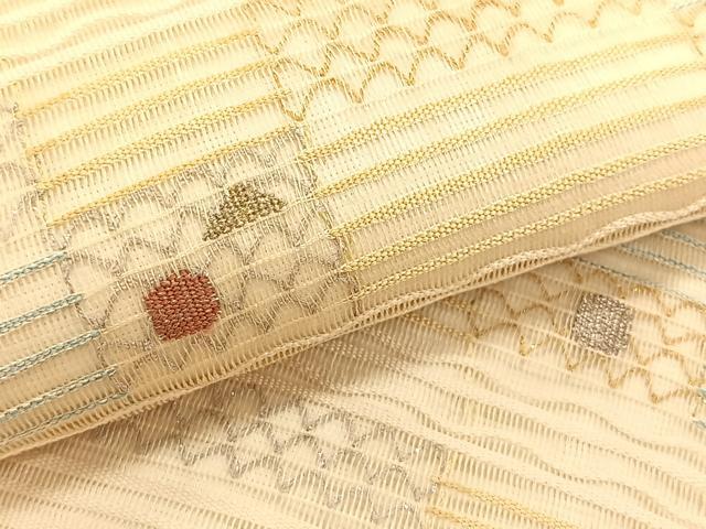 平和屋着物*夏物 八寸名古屋帯 絽綴れ 幾何学文様 金銀糸 正絹 逸品 CABJ4770fb