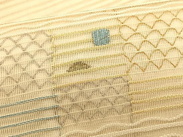 平和屋着物*夏物 八寸名古屋帯 絽綴れ 幾何学文様 金銀糸 正絹 逸品 CABJ4770fb