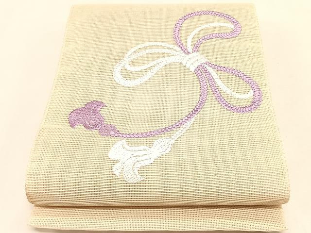平和屋着物*夏物 八寸名古屋帯 総刺繍 結び紐文 CABJ4771fb