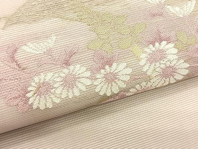 平和屋着物*夏物 九寸名古屋帯 竹垣枝菊文 金糸 正絹 逸品 CABJ4773fb